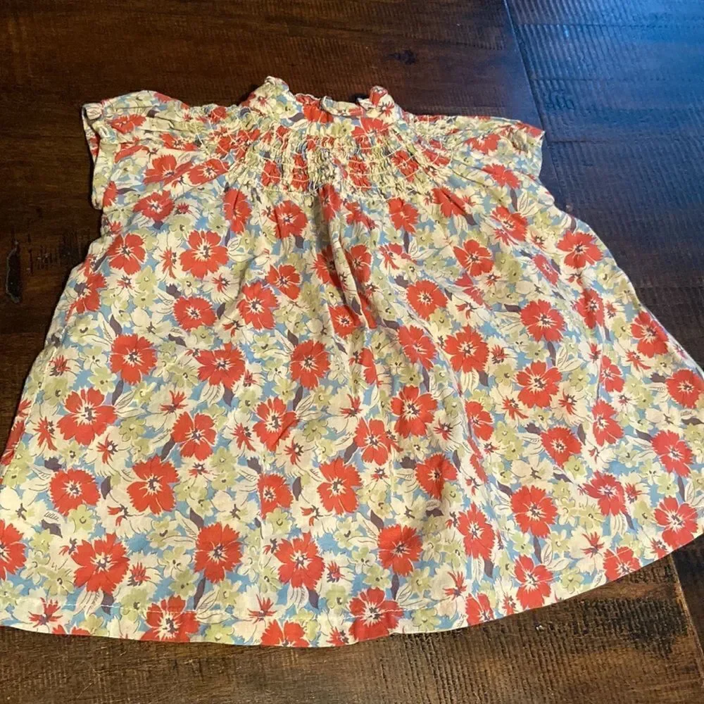 Ralph Lauren Floral Smocked Button Down Shirt Baby Girl 9-Month